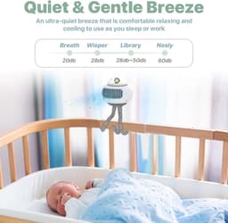 Kinderwagen ventilator oplaadbaar – stille USB ventilator met flexibel statief – 4 standen – 360° draaibaar — thumbnail 3