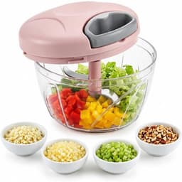 LISM-Handmatige keukenmachine met uittrekbare groente- en kruidenhakker, eenvoudig in gebruik, 3 messen, verwerkt snel gember en fruit. — thumbnail 1