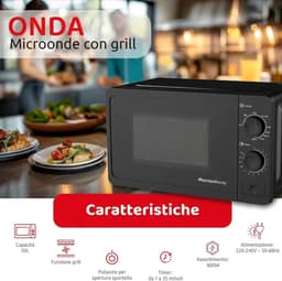Magnetron met Grill - Oven Magnetronoven - Snel Eten Opwarmen - Geïntegreerde Grillfunctie - 20 Liter - Zwart — thumbnail 4