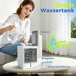 Mini airco draagbaar USB 3-in-1 luchtkoeler met waterreservoir stil met timer en touchscreen 470 ml — thumbnail 4