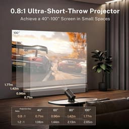 SnelShoppen - Mini Projector 4K Video Projector Android 11 Bluetooth 5 WiFi 6 LYNCAST 1080p Draagbare Beamer voor Telefoon TV Stick HDMI PS5 iOS Perfe — thumbnail 3