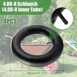 SnelShoppen - 4 Stuks 4.00-8 Wielbarrow Hoses, Robuuste Pneumatische Banden voor Tuin, Handtruck, Grasmaaier en Glijwagen, 200 kg Draagvermogen — thumbnail 5