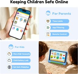 SnelShoppen - Kids Tablet 8 Inch voor Kinderen met Case, Parental Control, Android 15, 5000mAh, 3GB RAM, 32GB ROM, Leerzame Tablet voor Peuters en Kin — thumbnail 3