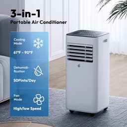 Mobiele airco 10000 BTU – 3-in-1 met ontvochtiger, afstandsbediening, timer en raamkit – tot 42 m² — thumbnail 5