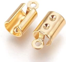 100 stuks roestvrijstalen gouden vouwoverkabeluiteinden voor armbandkettingen, ideaal voor het zelf maken van sieraden met een duurzame afwerking — thumbnail 2