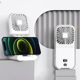 Draagbare Handventilator - Kleine Ventilator - Koelte Onderweg - Opvouwbaar Ontwerp - 3000mAh Batterij - Wit — thumbnail 3