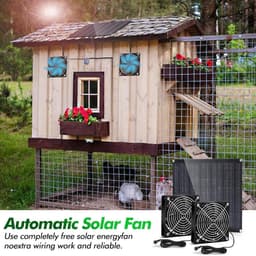 Zonneventilator Set - Zonnepaneel Ventilator - Luchtcirculatie Buiten - Dubbele IPX7 Waterdichte Ventilatoren - 30 Watt - Zwart — thumbnail 4
