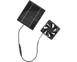 Zonnepaneel Ventilator - Kas Ventilator - Kas Koelen - Dubbele Metalen Bescherming - 13.5 x 11 cm - Zwart