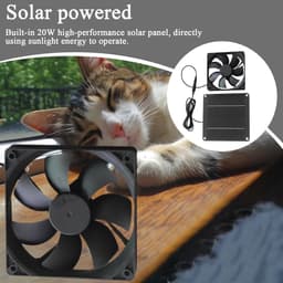 Ventilator op zonne-energie - Zonneventilator kippenhok - Luchtkwaliteit verbeteren - Automatische luchtstroomregeling - 20 W - Zwart — thumbnail 2