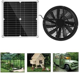 Ventilator Kit - Zonnepaneel Ventilator - Lucht Circuleren - Weerbestendig Ontwerp - 12V 12W - Zwart — thumbnail 4