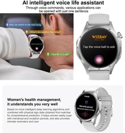 WizBay Premium Select® Smartwatch 1.52 Inch – Business Black – HD IPS Display – Bluetooth Bellen – FitCloud Pro – Sport & Gezondheid — thumbnail 2