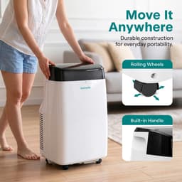 Mobiele airco 12.000 BTU – 3-in-1 airconditioner – stil – met ontvochtiger, raamkit en afstandsbediening — thumbnail 3