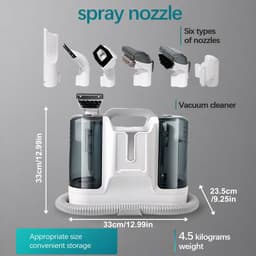 REDOM Stofzuiger 12.000 Pa – 3-in-1 Tapijtreiniger met sproeien, borstelen en krachtige zuigkracht – 1800 ml schoonwatertank – Vlekkenreiniger voor bank, tapijt, auto en matras — thumbnail 2