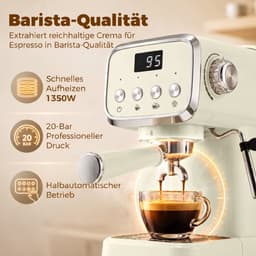 Espressomachine met portafilter (20 bar) met melkschuimer en afneembaar waterreservoir van 1,2 liter voor espresso. — thumbnail 2