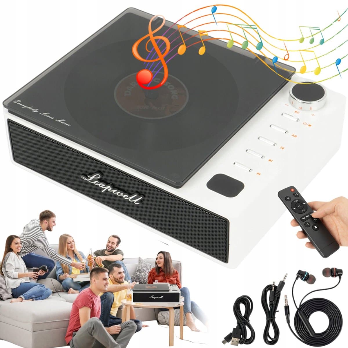 Draagbare CD-speler Bluetooth - 7-in-1 CD USB FM AUX Optisch - 4000mAh & 4,5 Uur Speeltijd - 2.0 Stereo & Retro Design - Voor Thuis, Kantoor & Kamperen — afbeelding 1