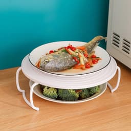 SnelShoppen - Magnetron Plate Stacker Grill Rack - Vouwbare Handgrepen - Plastic Bakplaat voor Magnetron en Oven - Ideaal voor Bacon en Diepvries Snac — thumbnail 4