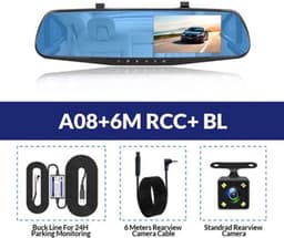 Dashcam voor Auto - 4.3 Inch - Full HD 1080P Auto Rij Recorder - Achteruitkijkspiegel DVR - Nachtzicht, Bewegingsdetectie, Parkeermodus - 6M Achteruitrijcamera - Zonder Geheugenkaart - Zwart — thumbnail 4
