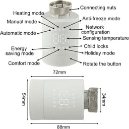 Slimme Thermostaat - Radiatorregelaar - Energie Besparen - App Bediening - 88x54mm - Wit — thumbnail 4