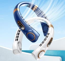 Draagbare LED Smart Digital Nekventilator van 4000 mAh met USB-aansluiting, stille werking, multifunctioneel met gekleurde verlichting, geschikt voor buitenactiviteiten en hardlopen in het donker (wit) — thumbnail 4
