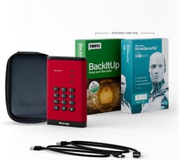 Draagbare Harde Schijf - Externe Opslag Beveiligde Schijf - Gegevens Beveiligen - Hardwareversleuteling - 1 TB - Rood — thumbnail 5