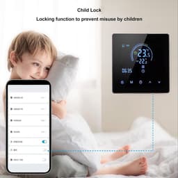 Slimme Thermostaat - Temperatuurregelaar Vloerverwarming - Comfort Verhogend - LCD Touchscreen - 4.1 x 8.6 cm - Zwart — thumbnail 3