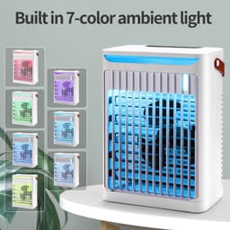 Luchtkoeler - Draagbare airconditioner - Met handvat Persoonlijke Koeler - Watertank van 680 ml - Met 5 ventilatorsnelheden en 2 nevelstanden en 7 kleuren Sfeerverlichting - Met 2/4/6 uur timer - Voor slaapkamer en kantoor - Wit — thumbnail 2