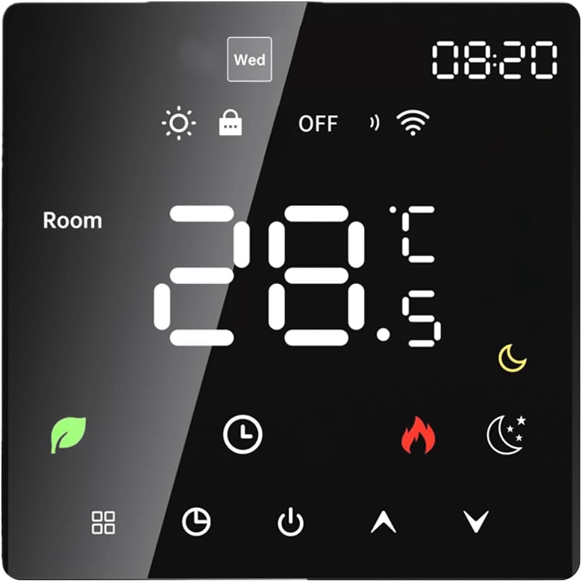 Vloerverwarming Thermostaat - Digitale Regelaar - Temperatuur Beheren - Energiebesparend Leren - 10x10x10 cm - Zwart — afbeelding 1