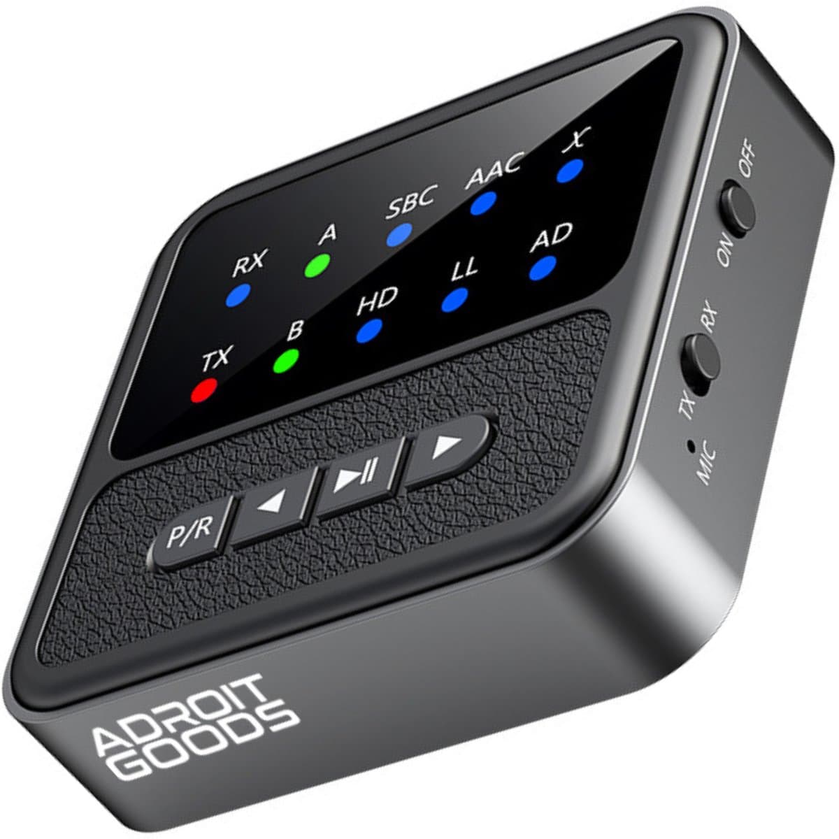 AdroitGoods Bluetooth 5.4 Audio Adapter 2-in-1 Receiver Transmitter AUX RCA HiFi Low Latency Dual Link Draadloze Audio Dongle met Display — afbeelding 1
