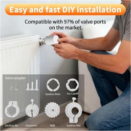 Slimme Thermostaatkraan - Radiatorkraan Slimme Thermostaat - Energie Besparen - 7-Daags Programmeerbaar - M30x15mm - Wit — thumbnail 4