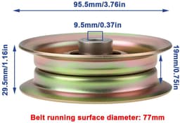 Dailygoods- Stationaire Katrol Slijtvast Staal - Compatibel met Husqvarna CT/CTH/GT/GTH/LT - Buitendiameter 95,5 mm - Middengat 9,5 mm - Riemloopvlak Diameter 77 mm - Schokbestendig en Corrosiebestendig - Idler Pulley — thumbnail 3
