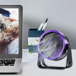 Tafelventilator - Oplaadbare ventilator - Persoonlijke koeling - 360 graden draaibaar - 19.5 cm hoog - Paars — thumbnail 3