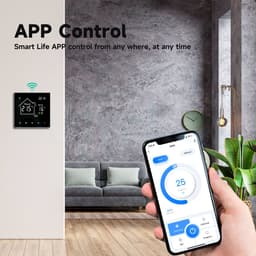 WiFi slimme thermostaat - Regelaar voor watergedragen vloerverwarming - Bediening op afstand via mobiele telefoon - Energiebesparende functie met één druk op de knop - LCD-touchscreen - Witte achtergrondverlichting - 3A — thumbnail 5
