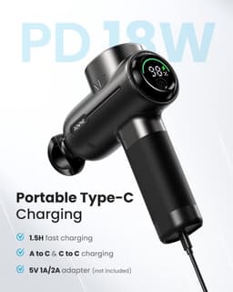 Massage Gun - Spierontspanner Percussie - Spierherstel - Bluetooth App Bediening - 18.5 cm Hoog - Zwart — thumbnail 4