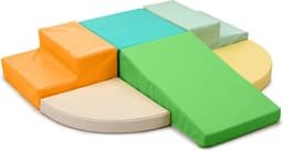 Set van 6 Schuimrubberen Klimblokken voor Kinderen: PU-leer Zachte Klimspeelgoed Speelset voor Kleine Kinderen - Montessori-speelgoed Grove motoriek Dubbele Ladderset — thumbnail 1
