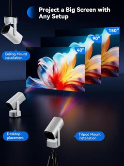 SK2 Mini Retroprojector met Wifi en Bluetooth 1080P | Draagbare Videoprojector Ondersteund, Auto Focus, Autokeystone compatibel met HDMI/tv-stick/iPhone/Android — thumbnail 4