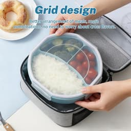 SnelShoppen - Set van 2 Magnetron Borden met Deksel, Magnetron Servies met Ventilatie, Voedselopslagbox met 3 Compartimenten, Ideaal voor Koelkast en — thumbnail 5