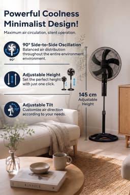 Asir - Staande Ventilator/Fan - 100% ABS - 50 x 50 x 145 cm — thumbnail 5