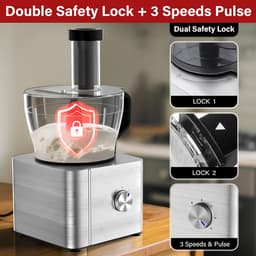 Keukenmachine - Foodprocessor Mixer - Koken Voorbereiden - 11-in-1 Multifunctioneel - 32 Liter - Zilver — thumbnail 2