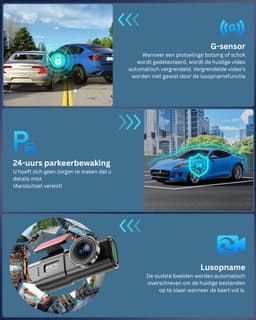 Zavio® Dashcam voor Auto - Auto Camera - Dashcam Voor en Achter Draadloos — thumbnail 2