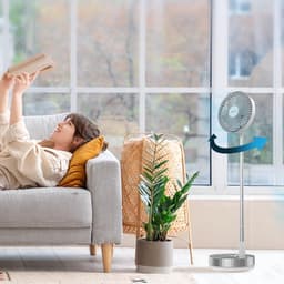 Vloerventilator Draadloos – 7200 mAh Accu – Opvouwbaar & Telescopisch – 4 Snelheden – Afstandsbediening — thumbnail 2