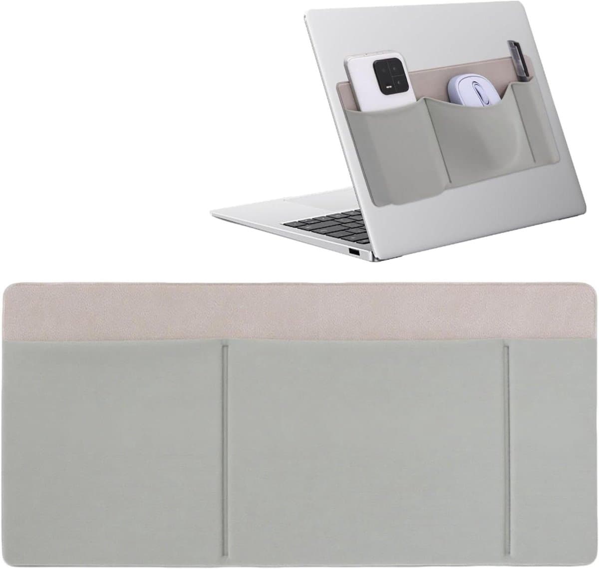 Externe harde schijf houder - Opbergtas laptop - Mobiel werken - Sterke zelfklevende bevestiging - 27 x 13 cm - Grijs — afbeelding 1