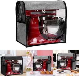 Mixer Stofkap - Keukenmachinehoes Beschermhoes - Keuken Organiseren - Met Opbergvakken - 35.5 x 23 x 35.5 cm - Linnen Grijs — thumbnail 5