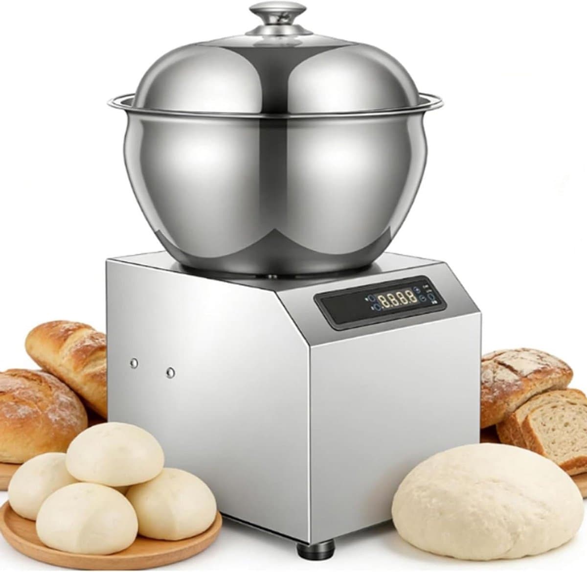 Roestvrijstalen Deegmixer - Spiraalmixer Broodmixer - Professioneel Deeg Kneden - Dubbele Rotatie Technologie - 8 kg - Zilver — afbeelding 1