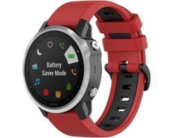 Strap-it Sport gesp bandje geschikt voor Garmin Fenix 5x (Plus) / 6x (Pro) / 7x (Pro - Sapphire / Solar) / Fenix 8 - 51mm / Fenix 3 (HR) - Enduro 1/2/3 - Quickfit 26mm band voor Garmin smartwatches - Horlogeband - rood/zwart