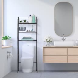Wasmachine rek metaal 3 etages 165 x 58 x 25 cm - droger toiletrek - staand badkamerrek - zwart Wasmachine rek — thumbnail 5