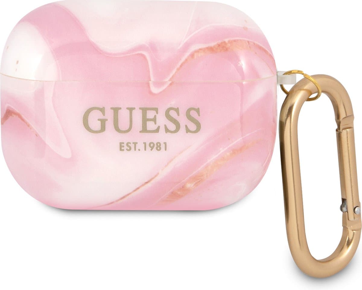 Guess Shiny Marmer AirPods Pro Case Roze — afbeelding 1