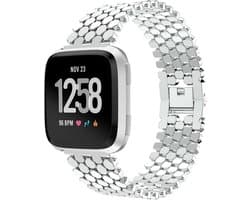 Stalen Smartwatch bandje - Geschikt voor Fitbit Versa / Versa 2 stalen vis band - zilver - Strap-it Horlogeband / Polsband / Armband