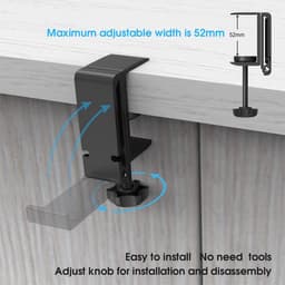 Headset Holder, Foldable Headphones Stand Made of Aluminium Universal Headphone Holder with Cable Organiser Headphone Stand for All Gaming Headset and Bluetooth Headphones (Black) — thumbnail 2