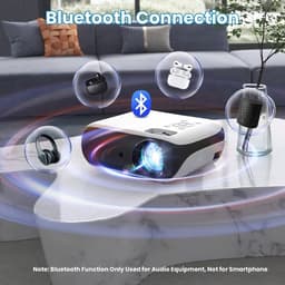Mini Beamer - Streamen vanaf je telefoon - Input tot 1080P Bluetooth Audio - Projector - Mini Projector - HDMI - USB - Wit - Smartphone - Zoomfunctie - Draagbaar - Ingebouwde speaker — thumbnail 2