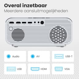 Auronic Beamer 10.000 Lumen - WiFi Projector - 1080P Full HD Streamen vanaf je telefoon - Smart Mini Beamer - HDMI-kabel - Afstandsbediening - Wit — thumbnail 3